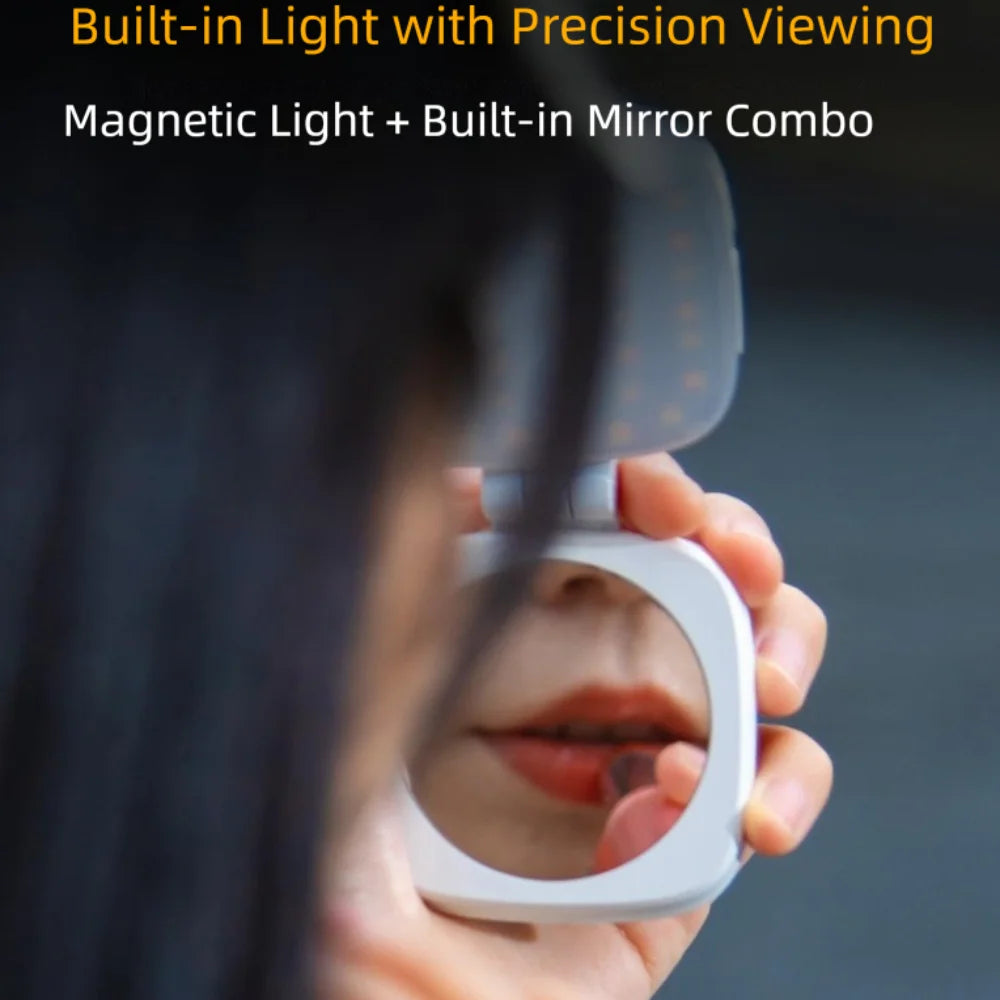 Stand Selfie Fill Light with Mirror Brightness Adjustable Magnetic Selfie Light Handheld Rotatable Magnetic Photo Light Outdoor