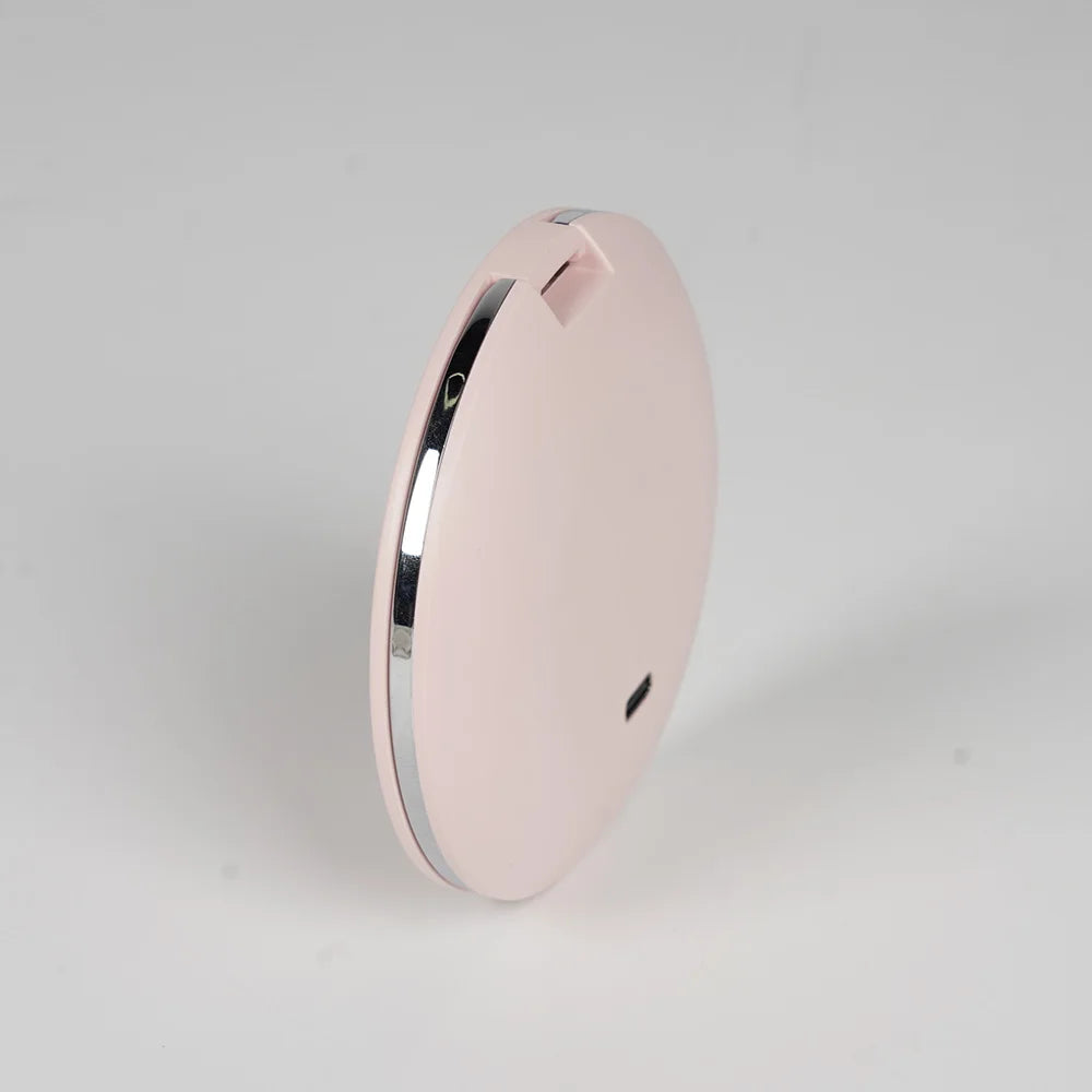 5X Magnification Mini Compact Foldable LED Makeup Mirror Touch Controlled Rechargeable Portable for Travel Pocket Personalized