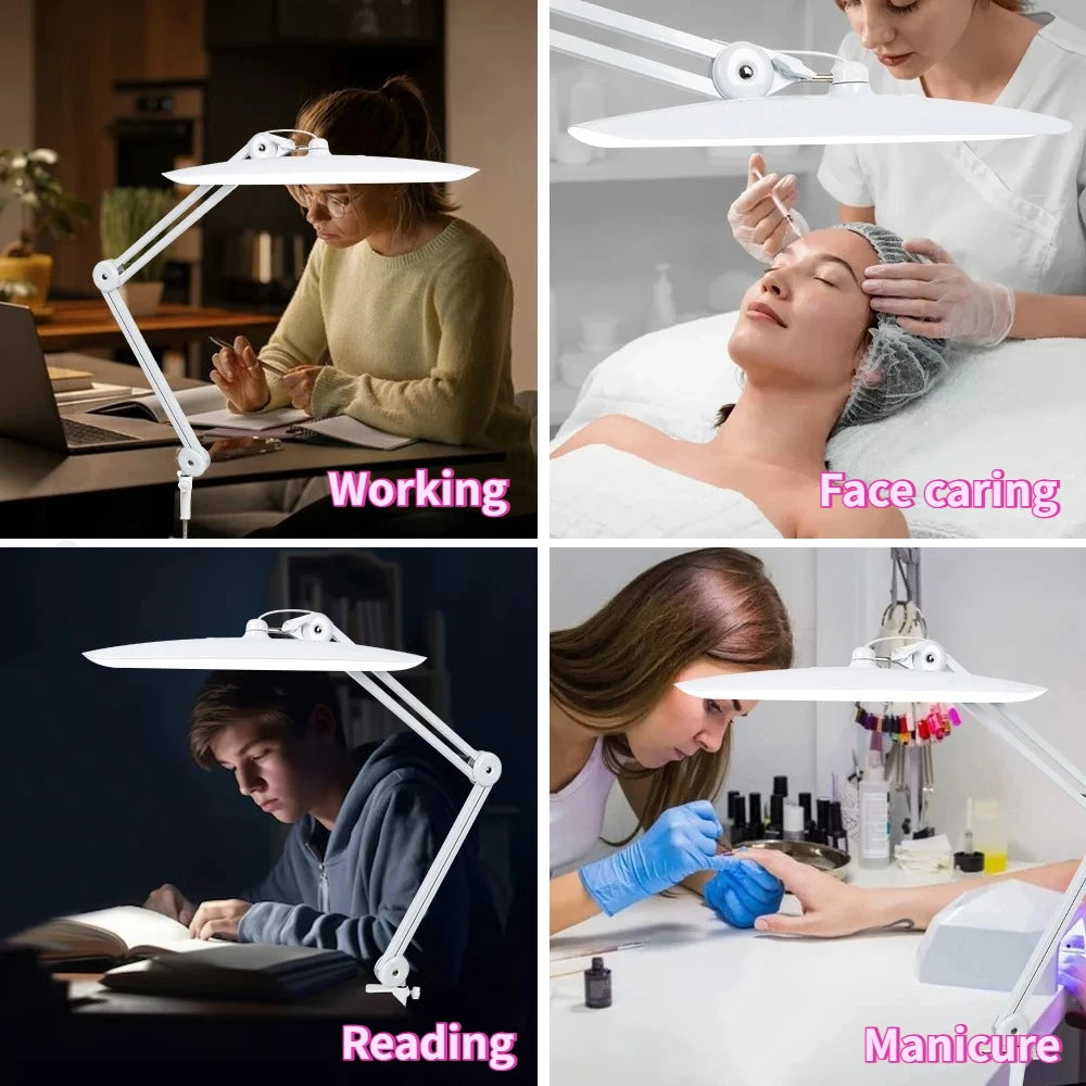 LED Desk Lamp Clip Foldable 19 inches Swing Arm Eyelash Extension Beauty Table Lamp for Manicure Nail Craft Reading Fill Light