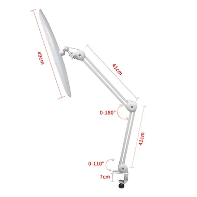 LED Desk Lamp Clip Foldable 19 inches Swing Arm Eyelash Extension Beauty Table Lamp for Manicure Nail Craft Reading Fill Light