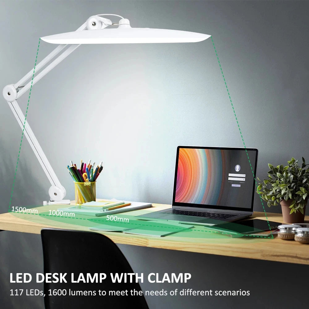 LED Desk Lamp Clip Foldable 19 inches Swing Arm Eyelash Extension Beauty Table Lamp for Manicure Nail Craft Reading Fill Light