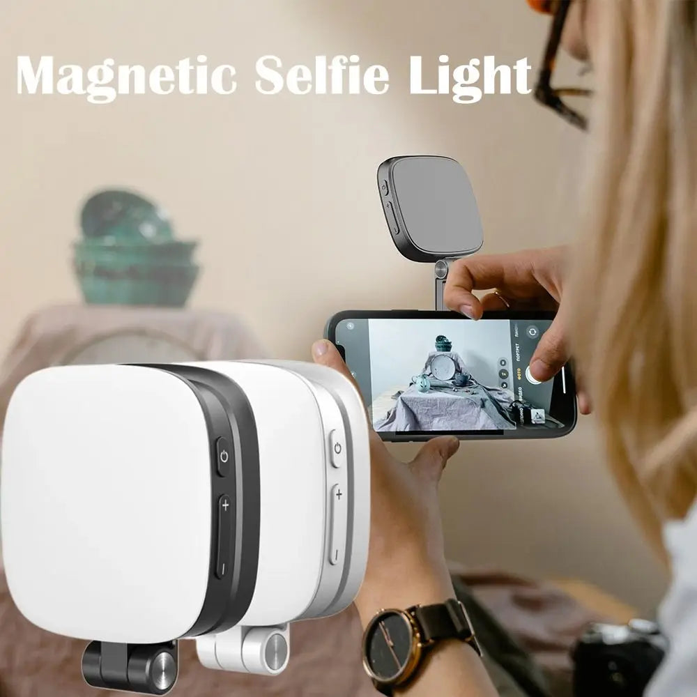 Stand Selfie Fill Light with Mirror Brightness Adjustable Magnetic Selfie Light Handheld Rotatable Magnetic Photo Light Outdoor