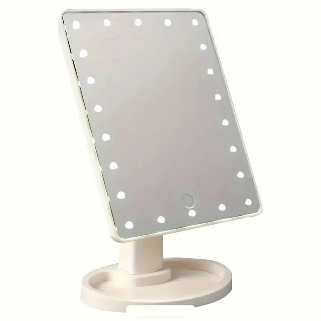 LED Light Makeup Mirror Dimmable Vanity Mirrors With USB Touch Switch Backlight Desktop Rotatable Cosmetic Table Base Storage