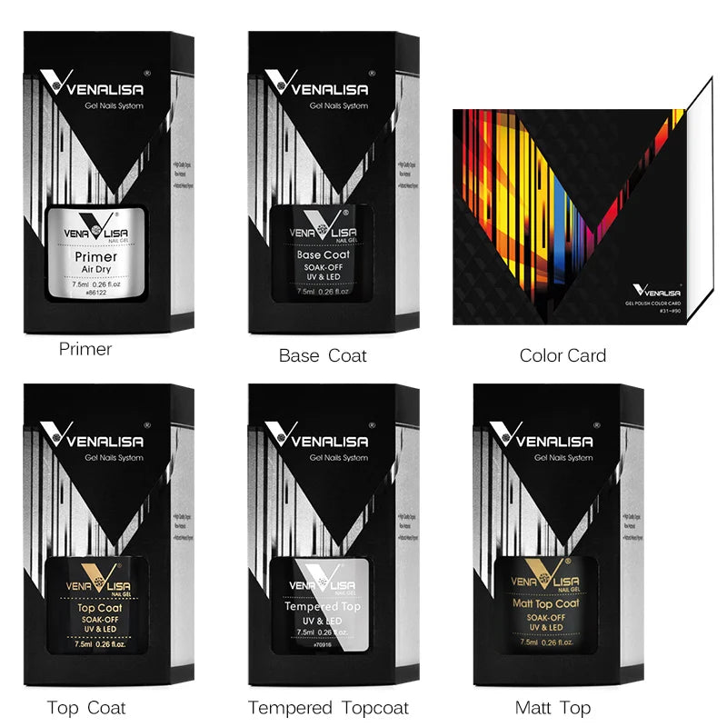 Fast Delivery Venalisa VIP2 Gel Nail Polish Set Color Nail Polish Soak Off UV LED Basecoat Primer Topcoat Color Book Full Set