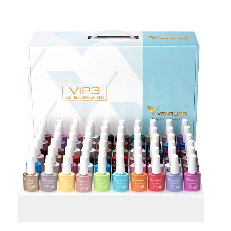 Fast Delivery Venalisa VIP2 Gel Nail Polish Set Color Nail Polish Soak Off UV LED Basecoat Primer Topcoat Color Book Full Set