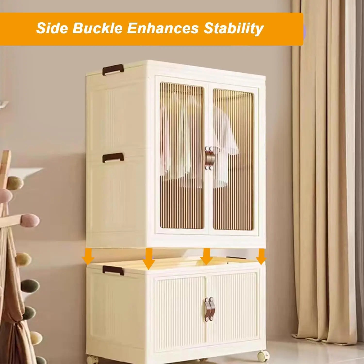 Foldable Wardrobe Cabinet with Wheels, Bardrobe 25&