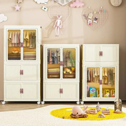 Foldable Wardrobe Cabinet with Wheels, Bardrobe 25&