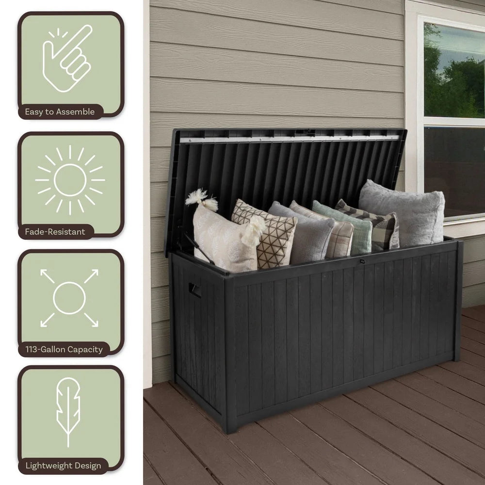 Lockable Waterproof Outdoor Storage Box Durable Resin Deck Container Ideal Pool Cushions Garden Tools Patio Accessories