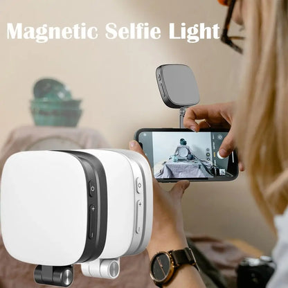 Stand Selfie Fill Light with Mirror Brightness Adjustable Magnetic Selfie Light Handheld Rotatable Magnetic Photo Light Outdoor