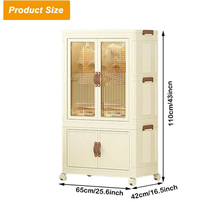 Foldable Wardrobe Cabinet with Wheels, Bardrobe 25&