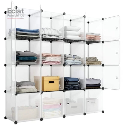 16-Cube Storage Shelf Cube Shelving Bookcase Bookshelf Organizing Closet Toy Organizer Cabinet White Color