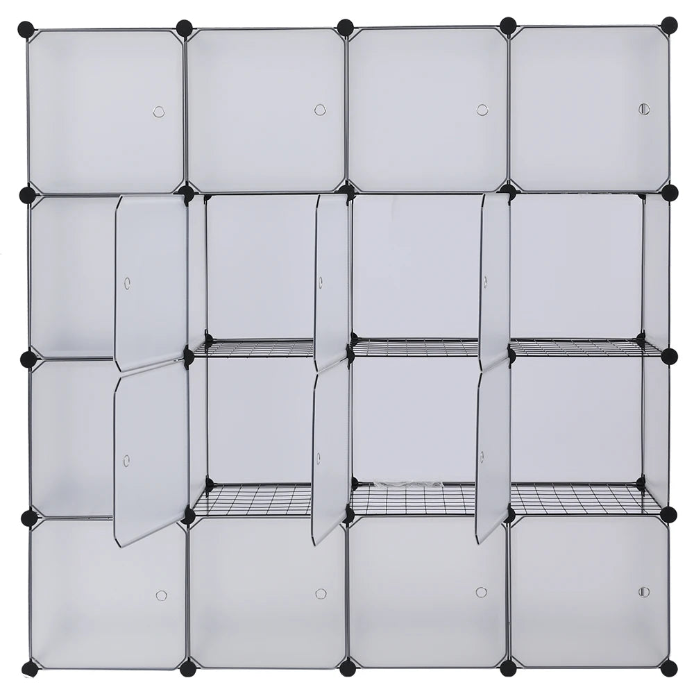 16-Cube Storage Shelf Cube Shelving Bookcase Bookshelf Organizing Closet Toy Organizer Cabinet White Color