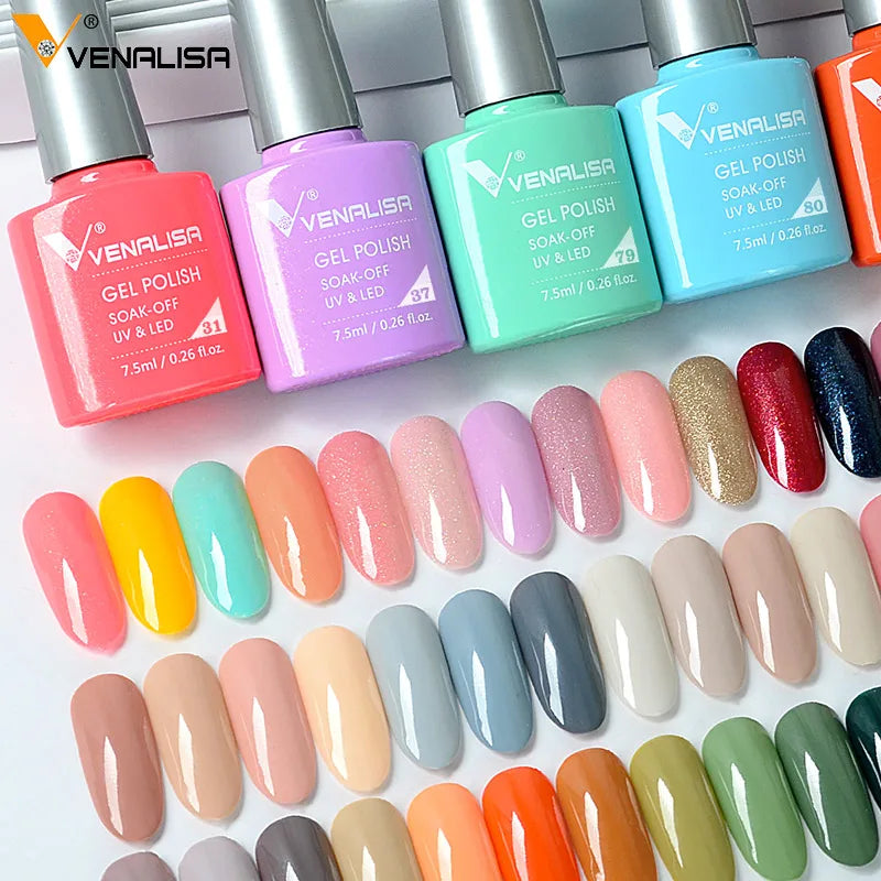 Fast Delivery Venalisa VIP2 Gel Nail Polish Set Color Nail Polish Soak Off UV LED Basecoat Primer Topcoat Color Book Full Set