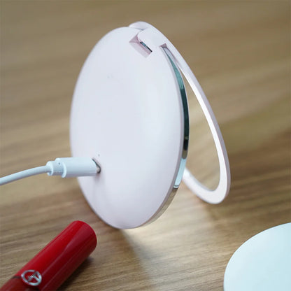 5X Magnification Mini Compact Foldable LED Makeup Mirror Touch Controlled Rechargeable Portable for Travel Pocket Personalized