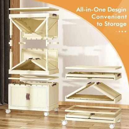 Foldable Wardrobe Cabinet with Wheels, Bardrobe 25&