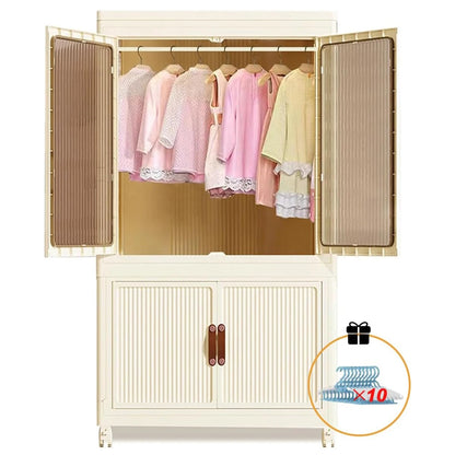 Foldable Wardrobe Cabinet with Wheels, Bardrobe 25&